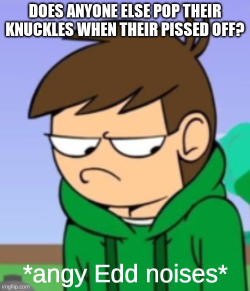 *pops knuckles* | DOES ANYONE ELSE POP THEIR KNUCKLES WHEN THEIR PISSED OFF? | image tagged in angy edd noises | made w/ Imgflip meme maker