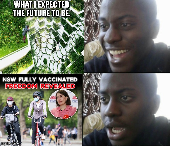 Damn not again |  WHAT I EXPECTED THE FUTURE TO BE. | image tagged in happy / shock,freedom,genocide,the future,meme | made w/ Imgflip meme maker