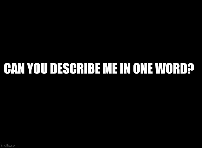 . |  CAN YOU DESCRIBE ME IN ONE WORD? | image tagged in blank black | made w/ Imgflip meme maker