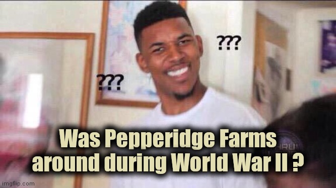 Black guy confused | Was Pepperidge Farms around during World War II ? | image tagged in black guy confused | made w/ Imgflip meme maker