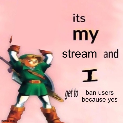 It's my ___ and I get to ____. | stream; ban users because yes | image tagged in it's my ___ and i get to ____ | made w/ Imgflip meme maker