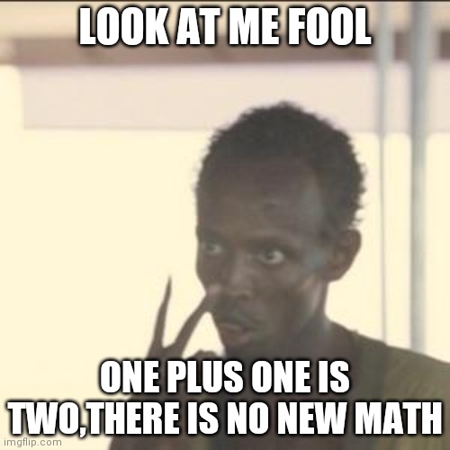 Look At Me Meme | LOOK AT ME FOOL; ONE PLUS ONE IS TWO,THERE IS NO NEW MATH | image tagged in memes,look at me | made w/ Imgflip meme maker