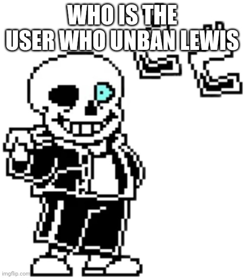 sans menacing | WHO IS THE USER WHO UNBAN LEWIS | image tagged in sans menacing | made w/ Imgflip meme maker