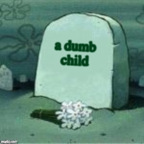 Here Lies X | a dumb child | image tagged in here lies x | made w/ Imgflip meme maker
