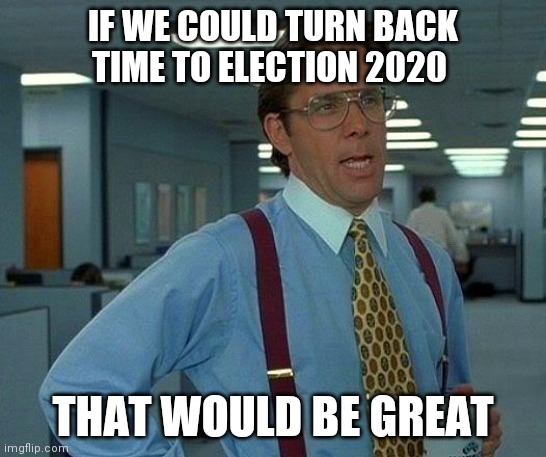 That Would Be Great | IF WE COULD TURN BACK TIME TO ELECTION 2020; THAT WOULD BE GREAT | image tagged in memes,that would be great | made w/ Imgflip meme maker