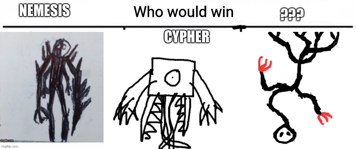 3x who would win | ??? NEMESIS; CYPHER | image tagged in 3x who would win | made w/ Imgflip meme maker