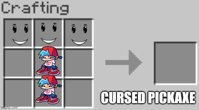 cursed | CURSED PICKAXE | image tagged in synthesis | made w/ Imgflip meme maker