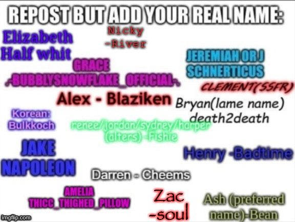 Most people should know my name | Zac
-soul | image tagged in e | made w/ Imgflip meme maker