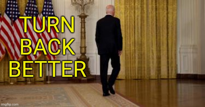 Turn Back better | TURN
BACK
BETTER | image tagged in biden,afghanistan | made w/ Imgflip meme maker