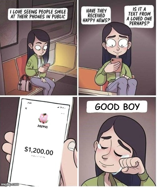 Make her smile Findom | GOOD BOY | image tagged in seeing people smile 1,memes | made w/ Imgflip meme maker