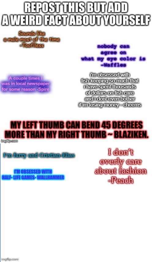 I don’t overly care about fashion
-Peach | made w/ Imgflip meme maker