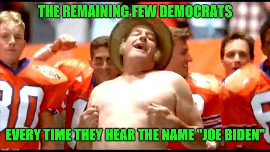 There are still a few Democrats who think there's nothing wrong with Joe Biden and his Afghanistan blunder was a good thing. | THE REMAINING FEW DEMOCRATS; EVERY TIME THEY HEAR THE NAME "JOE BIDEN" | image tagged in waterboy nipple pinch,joe biden,afghanistan,taliban | made w/ Imgflip meme maker