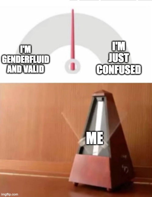 Metronome | I'M JUST CONFUSED; I'M GENDERFLUID AND VALID; ME | image tagged in metronome | made w/ Imgflip meme maker