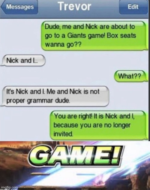 Dam, my dude got thrown out of the game | image tagged in game,funny,funny memes,memes,superman,texting | made w/ Imgflip meme maker