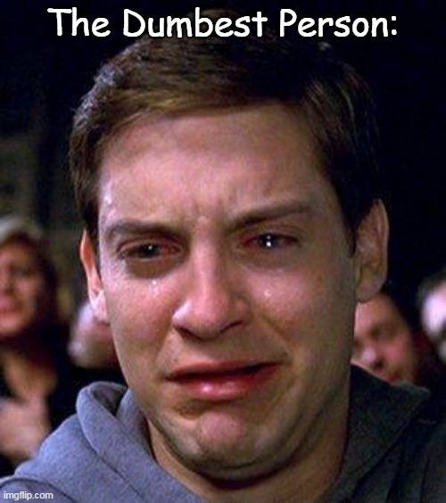PETER PARKER CRY | The Dumbest Person: | image tagged in peter parker cry | made w/ Imgflip meme maker
