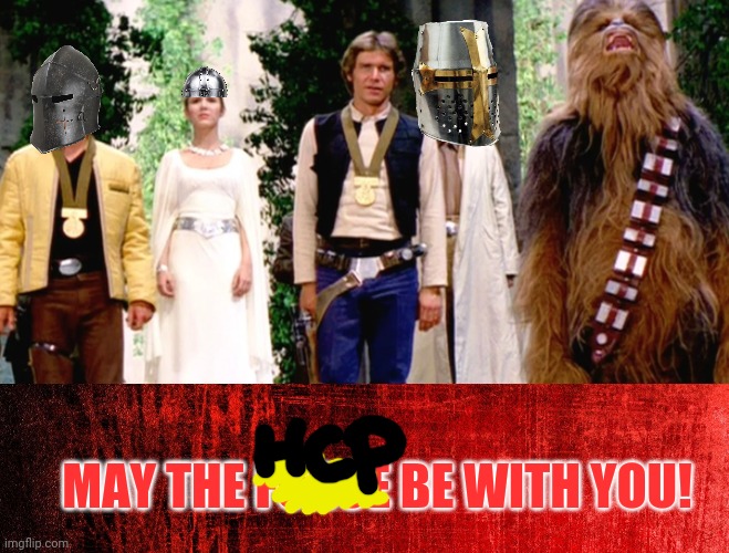 Harrison Ford says: vote Holy crusaders! | MAY THE FORCE BE WITH YOU! | image tagged in red background,star wars,vote,holy crusaders party | made w/ Imgflip meme maker