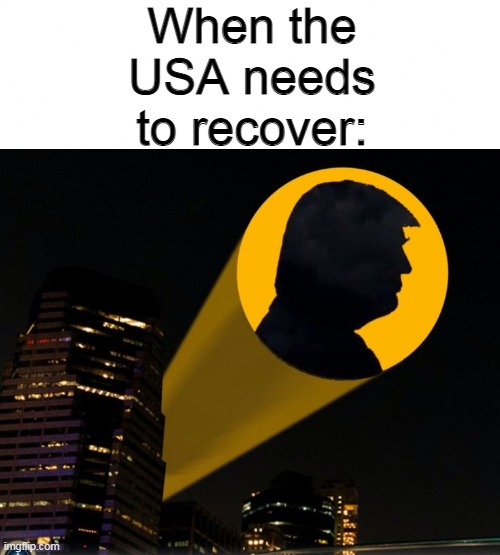 We all need him. |  When the USA needs to recover: | image tagged in blank white template,donald trump,politics | made w/ Imgflip meme maker