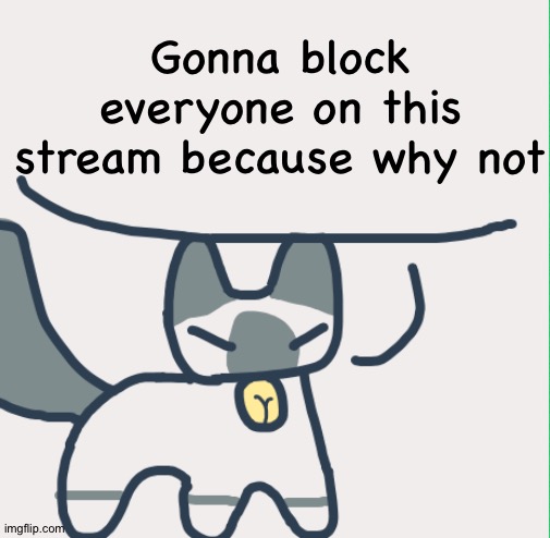 Also comment here so I don't forget to unblock you | Gonna block everyone on this stream because why not | image tagged in cat | made w/ Imgflip meme maker