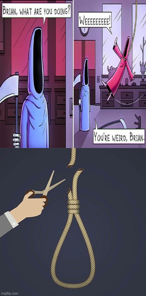 Riding on that noose | image tagged in cutting the noose,noose,dark humor,comic,memes,meme | made w/ Imgflip meme maker