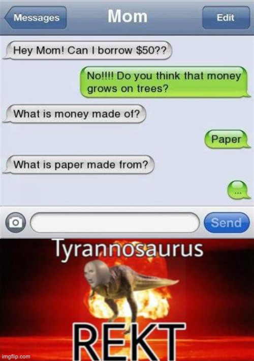 image tagged in tyrannosaurus rekt | made w/ Imgflip meme maker