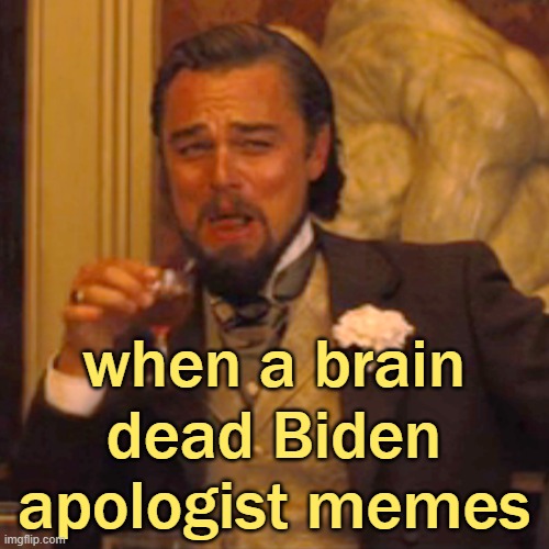 Laughing Leo Meme | when a brain dead Biden apologist memes | image tagged in memes,laughing leo | made w/ Imgflip meme maker