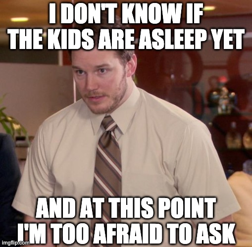 Afraid to Ask about the Kids | I DON'T KNOW IF THE KIDS ARE ASLEEP YET; AND AT THIS POINT I'M TOO AFRAID TO ASK | image tagged in memes,afraid to ask andy | made w/ Imgflip meme maker