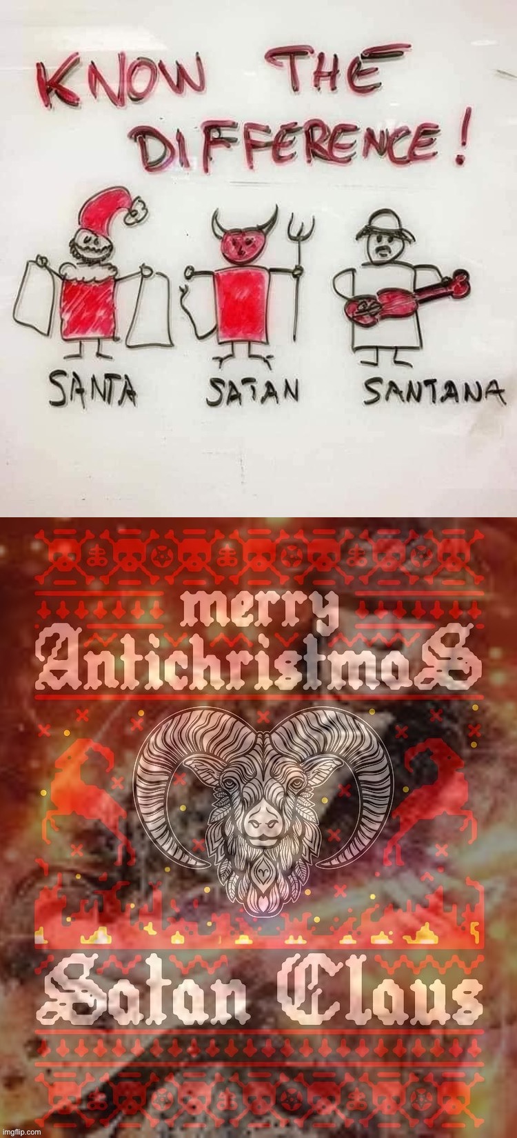 Carlos Satanta | image tagged in know the difference santa satan santana,satan,santa,santana,know the difference,no | made w/ Imgflip meme maker