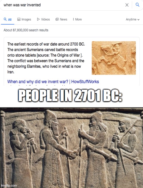 PEOPLE IN 2701 BC: | image tagged in blank white template,sumerian handshake | made w/ Imgflip meme maker
