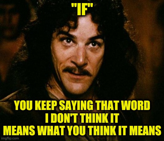 "IF" YOU KEEP SAYING THAT WORD
I DON'T THINK IT MEANS WHAT YOU THINK IT MEANS | made w/ Imgflip meme maker