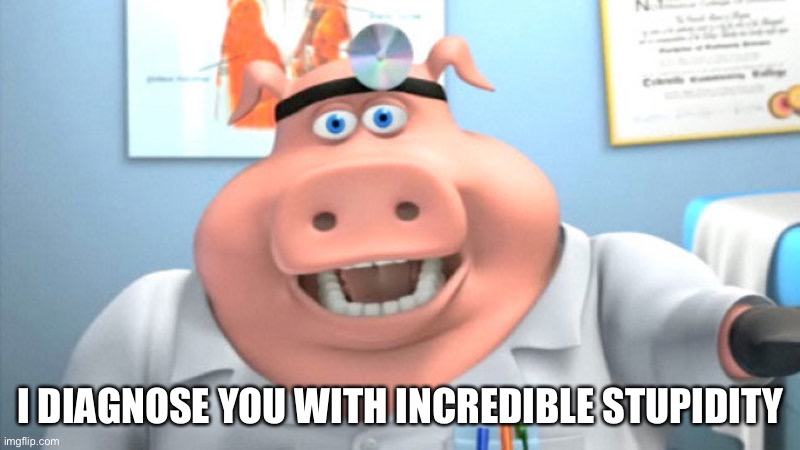 I Diagnose You With Dead | I DIAGNOSE YOU WITH INCREDIBLE STUPIDITY | image tagged in i diagnose you with dead | made w/ Imgflip meme maker