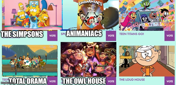 Vote For Fav Animated Series/ KCA 2022 | ANIMANIACS; THE SIMPSONS; TOTAL DRAMA; THE OWL HOUSE | image tagged in award | made w/ Imgflip meme maker