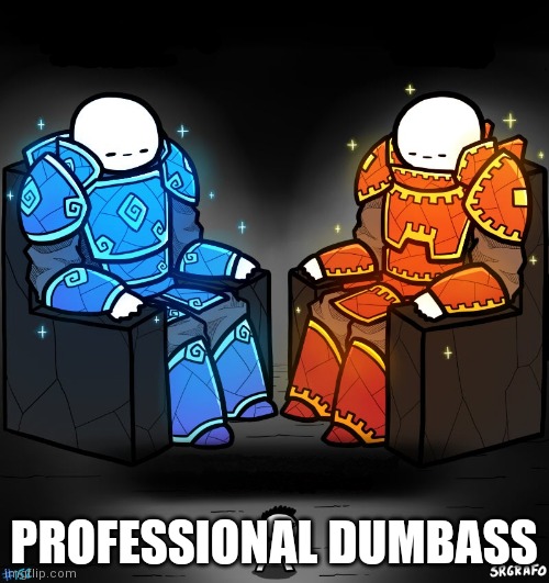 2 gods and a peasant | PROFESSIONAL DUMBASS | image tagged in 2 gods and a peasant | made w/ Imgflip meme maker