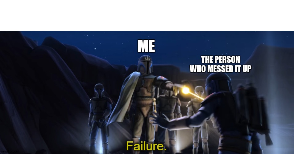 Failure | THE PERSON WHO MESSED IT UP ME | image tagged in failure | made w/ Imgflip meme maker