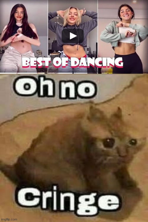 ahhhh get these horrible tiktok dances off of my screen! | image tagged in oh no cringe | made w/ Imgflip meme maker