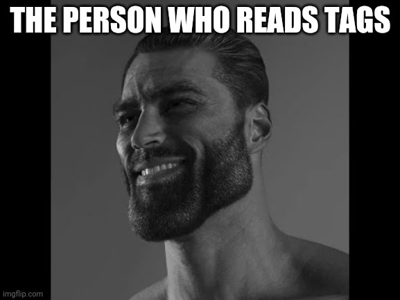 Mega Chad | THE PERSON WHO READS TAGS | image tagged in mega chad | made w/ Imgflip meme maker