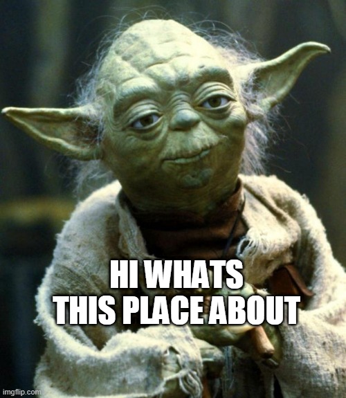 Owner note: it's a place for people to worship me | HI WHATS THIS PLACE ABOUT | image tagged in memes,star wars yoda | made w/ Imgflip meme maker