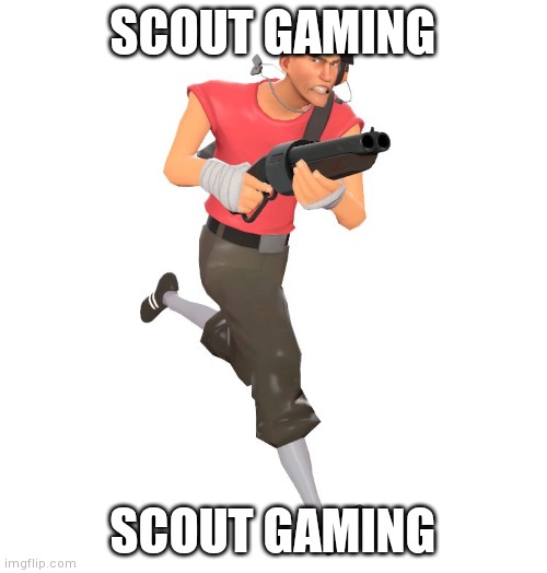 scout tf2 | SCOUT GAMING; SCOUT GAMING | image tagged in scout tf2 | made w/ Imgflip meme maker