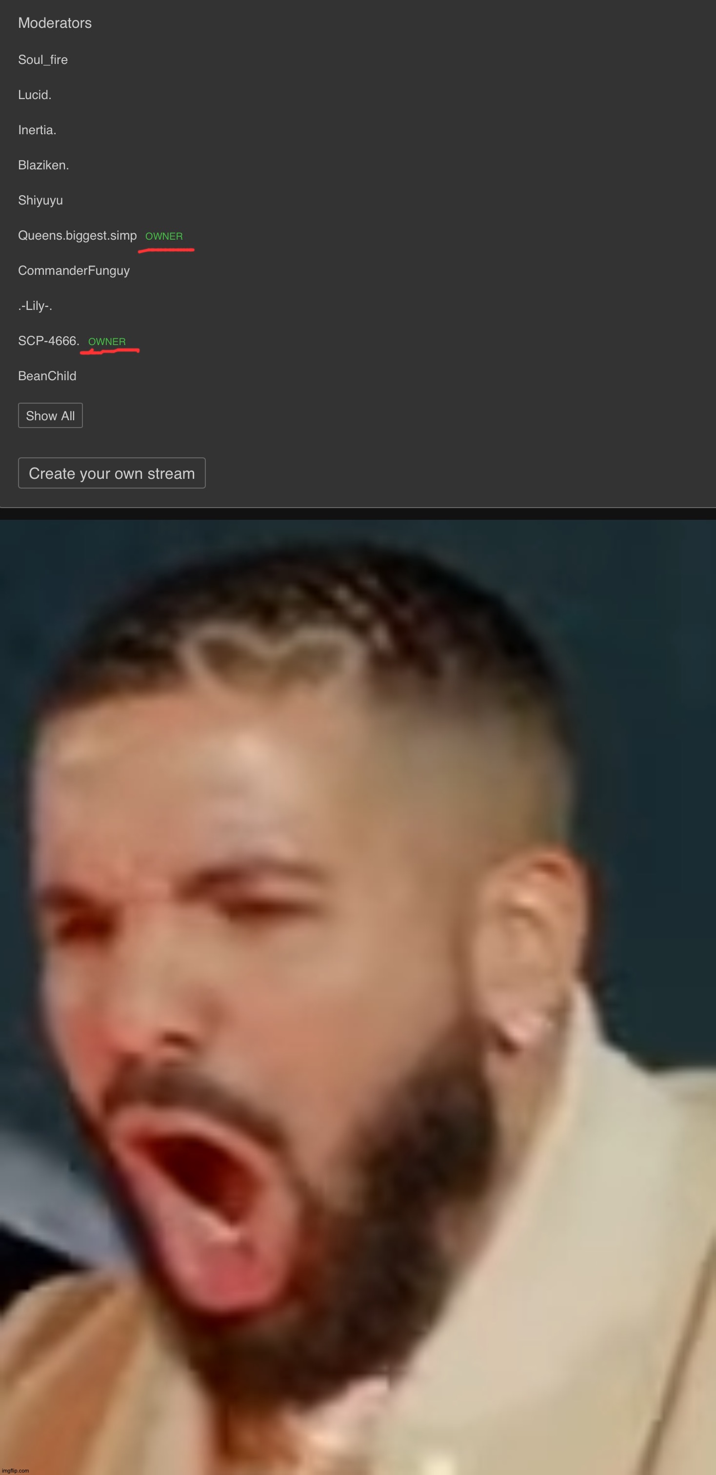 The option to see who owns the stream without being mod had been fitted! | image tagged in drake pog | made w/ Imgflip meme maker