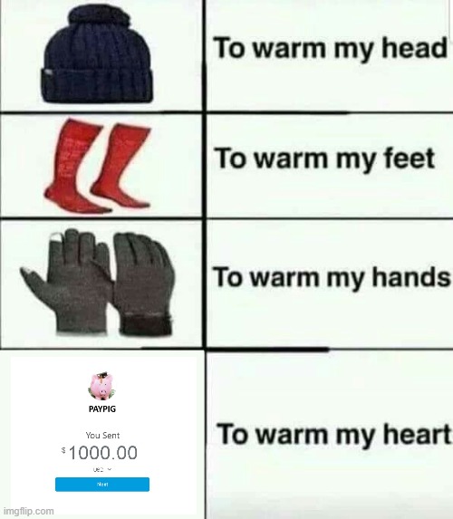 Warm My Heart Findom | image tagged in to warm my heart,memes | made w/ Imgflip meme maker