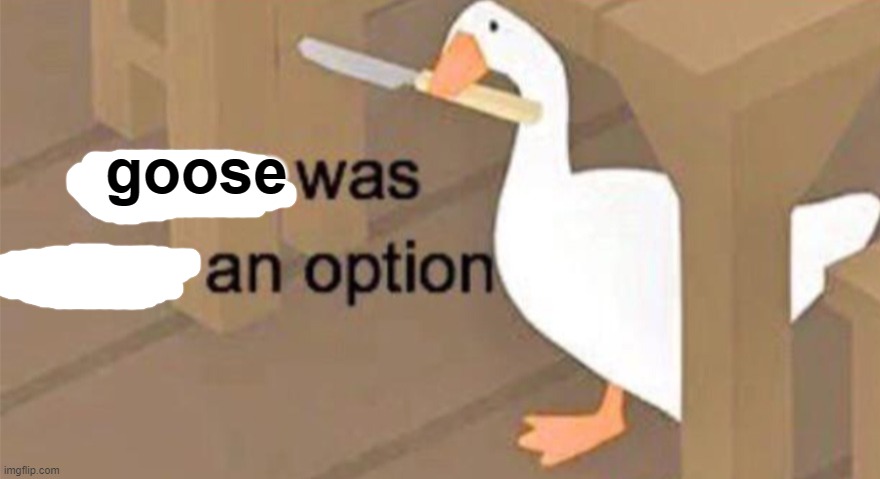 Untitled Goose Peace Was Never an Option | goose | image tagged in untitled goose peace was never an option | made w/ Imgflip meme maker