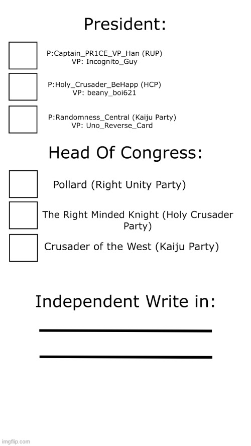 ok kinda useless now but if you want it its a template now (voting doesnt officially start till 5 pm cst doe) | image tagged in ip august ballot | made w/ Imgflip meme maker