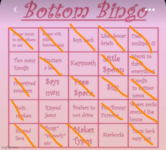 O. Guess I'm a bottom | image tagged in bottom bingo | made w/ Imgflip meme maker