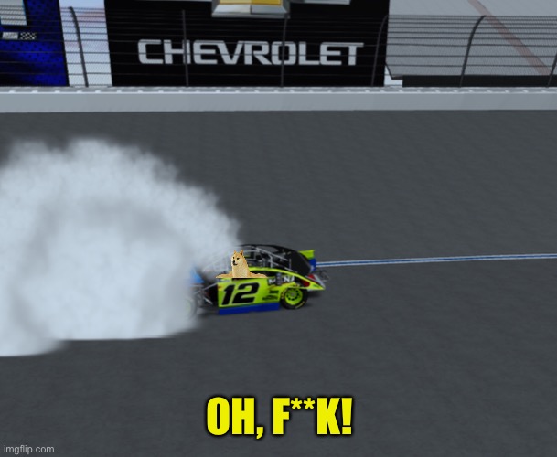 Buff Doge crashed with Stickmin and Doge and only he retired. | OH, F**K! | image tagged in nmcs,nascar,henry stickmin,doge,buff doge,memes | made w/ Imgflip meme maker