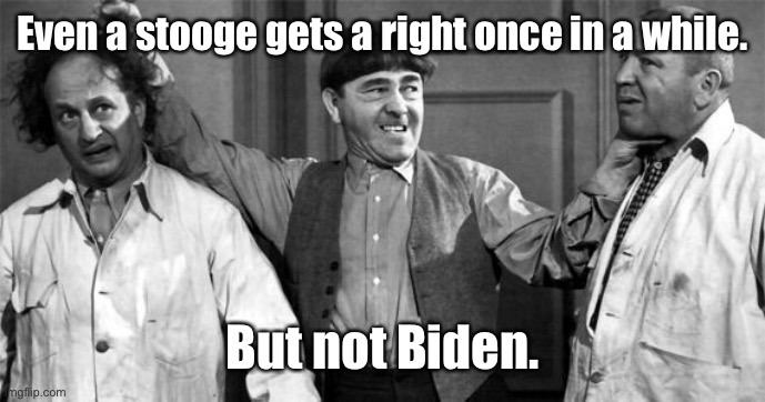 Three Stooges | Even a stooge gets a right once in a while. But not Biden. | image tagged in three stooges | made w/ Imgflip meme maker