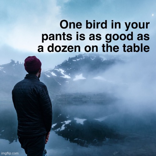 this inspiring quote thing is from the future you can’t understand it yet | image tagged in future,bird,pants,table | made w/ Imgflip meme maker
