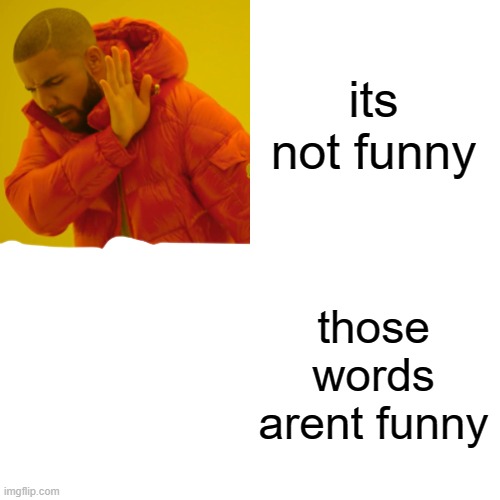 Drake Hotline Bling Meme | its not funny those words arent funny | image tagged in memes,drake hotline bling | made w/ Imgflip meme maker