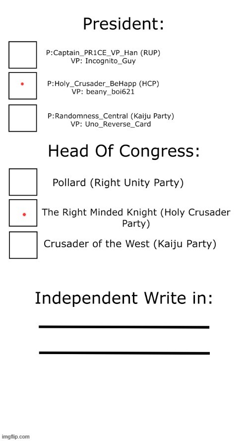 My ballot for August 2021 | image tagged in vote,imgflip,presidents,august,2021 | made w/ Imgflip meme maker
