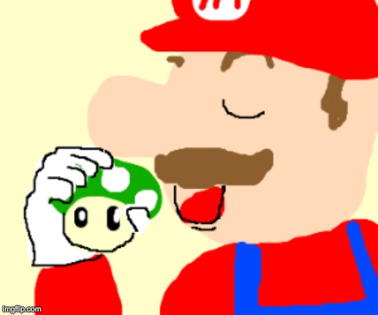 mario eat's a 1-up so that he could last longer when he dies once.mp3 | image tagged in mario eating a 1-up,e | made w/ Imgflip meme maker