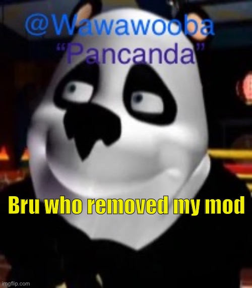 Why again | Bru who removed my mod | image tagged in wawa s pancanda template | made w/ Imgflip meme maker