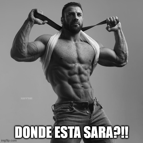 giga chad. | DONDE ESTA SARA?!! | image tagged in chad we know | made w/ Imgflip meme maker